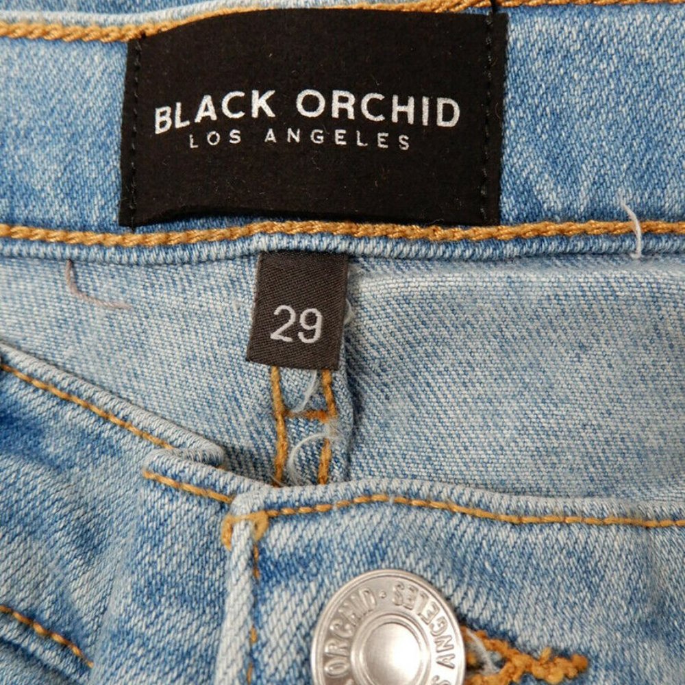 BLACK ORCHID Miranda High Rise Skinny JEANS 29 Step Hem Leopard Blue Denim NEW - Picture 2 of 10